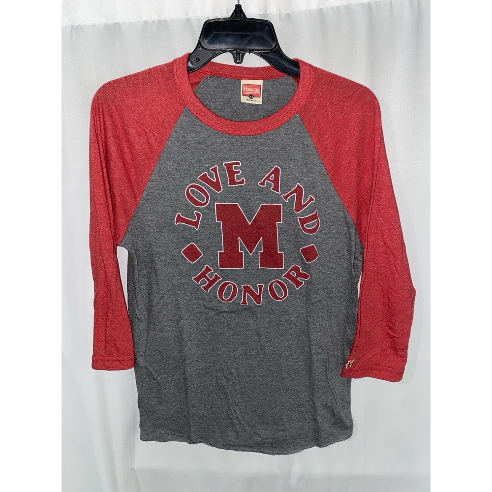 Homage Miami University RedHawks Love And Honor 3/4 Sleeve Raglan Shirt XS‎